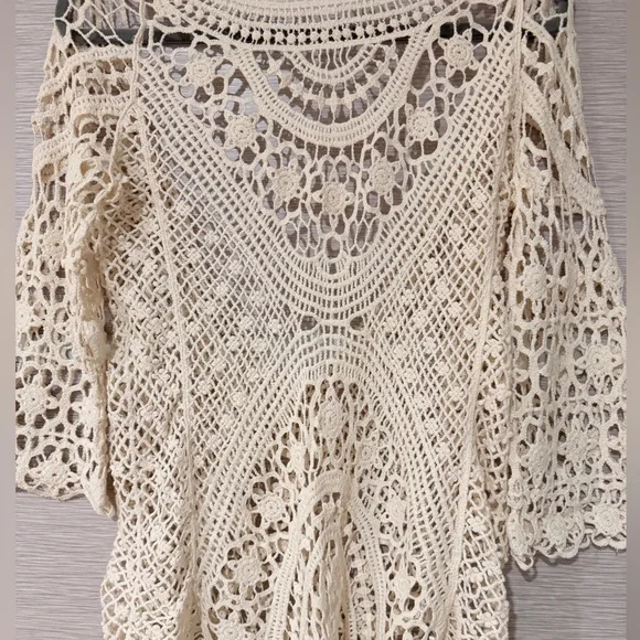 Knit Swimwear Cover up in one size in Cream - Picture 3 of 7